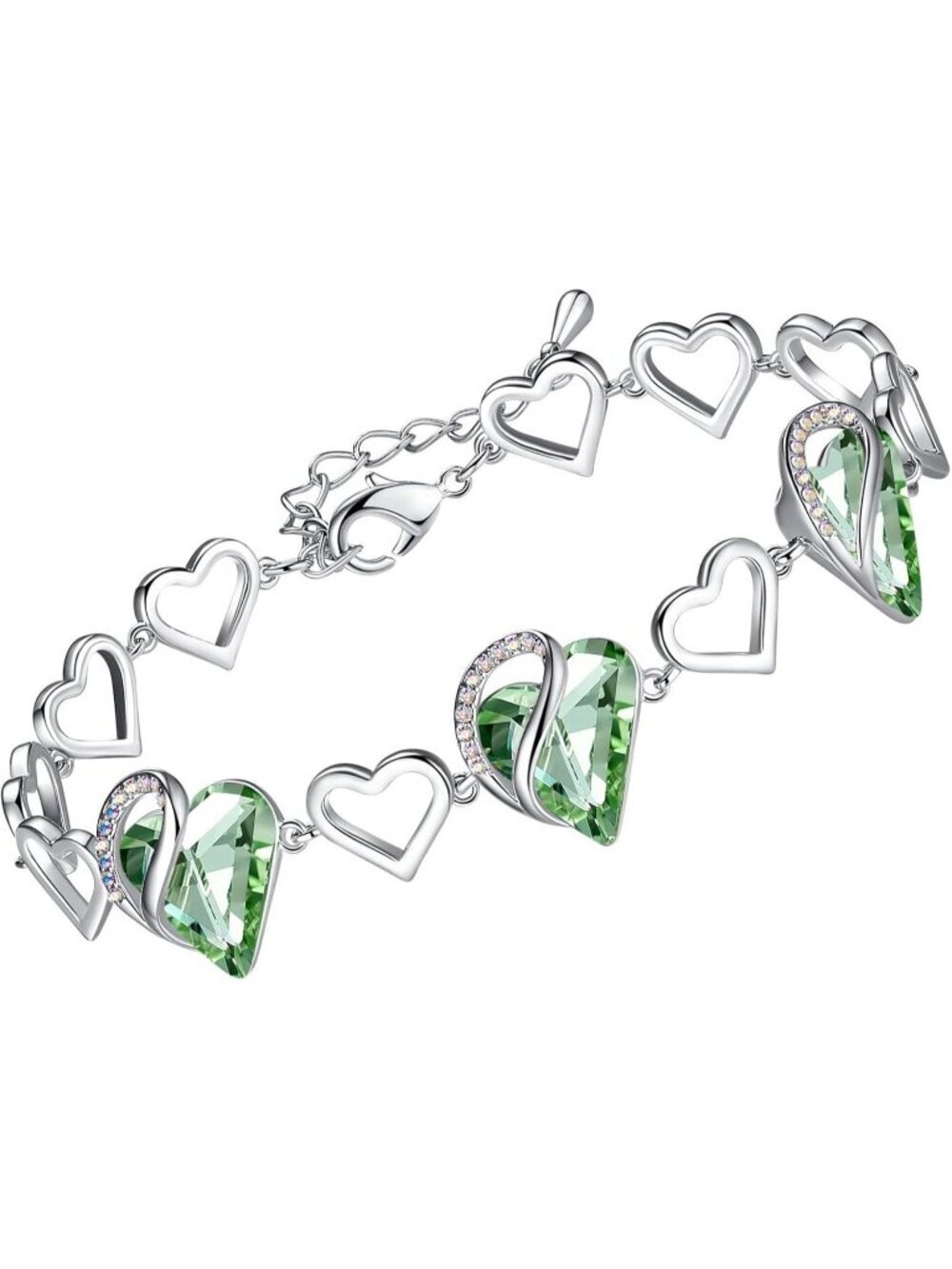 Women's Light Green Heart Healing Stone Crystal Healing Stone Crystal Bracelet